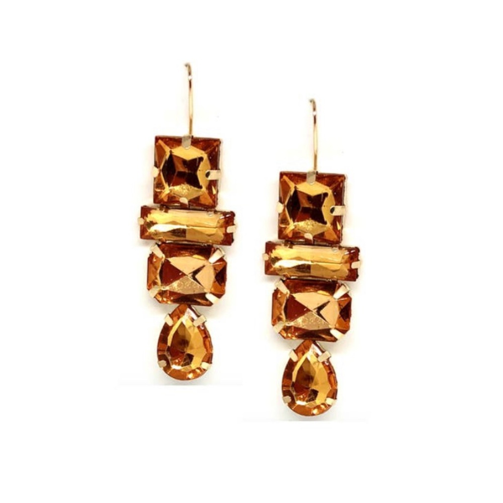 NWT Deco Gem Drop Earrings in Amber